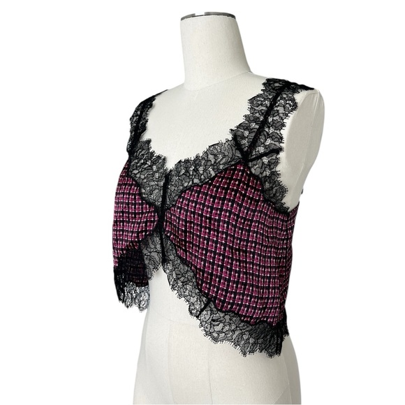 Cami NYC Tweed Print Lace Top S - Picture 2 of 4